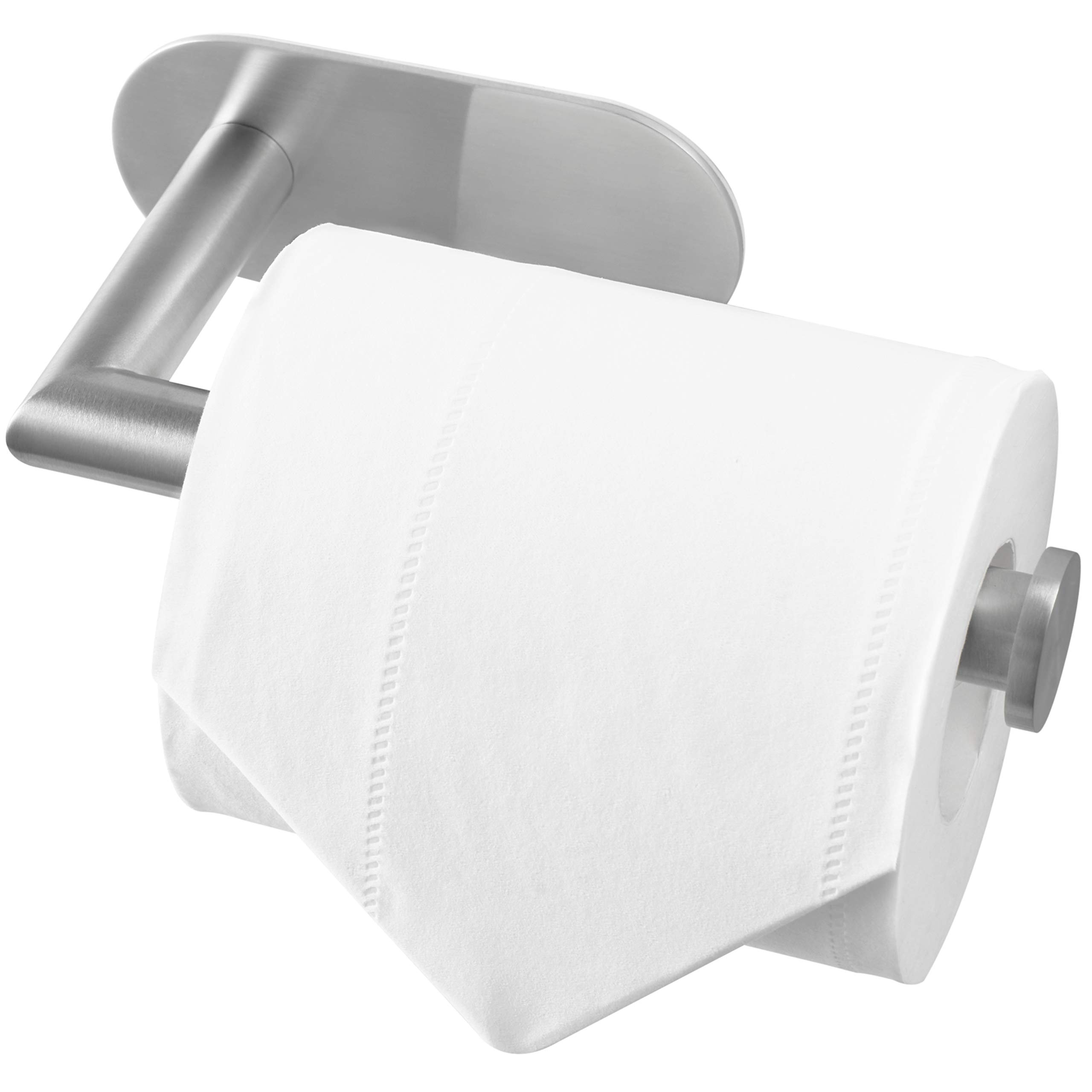 HITSLAM Brushed Nickel Toilet Roll Holder Self Adhesive 304 Stainless Steel Stick on Toilet Paper Holder for Bathroom
