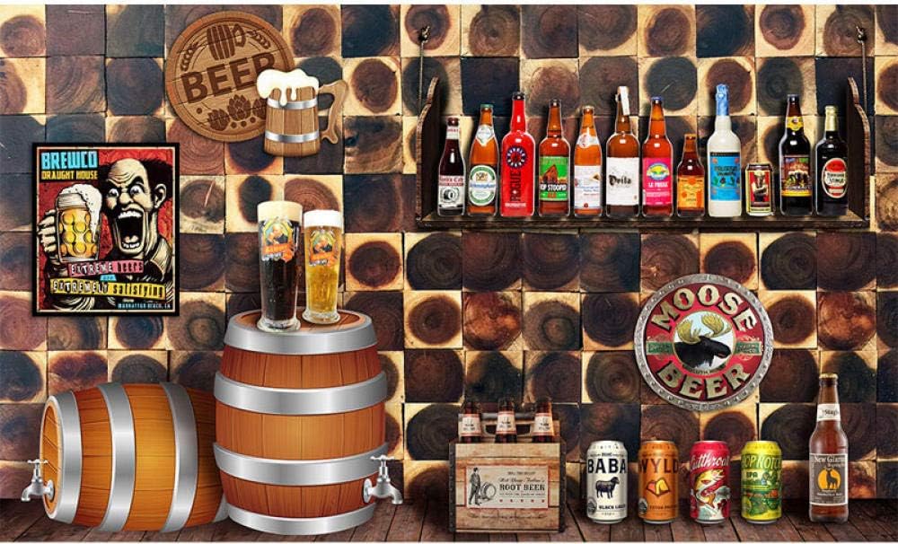 Zdbwjj 3d Wallpaper Large Mural Beer Element Wood Mural For Restaurant Bar Cafe Backaground Photo Mural Wall Mural Wood Wall Paper A Amazon Com