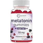 Micro Ingredients Melatonin 20mg Gummies for Adults, 120 Count | Sleep Aid 10mg Melatonin per Gummy | Sugar Free BlackBerry Cherry Flavor | No Drug + Non-Habit-Forming | Non-GMO, Gluten Free