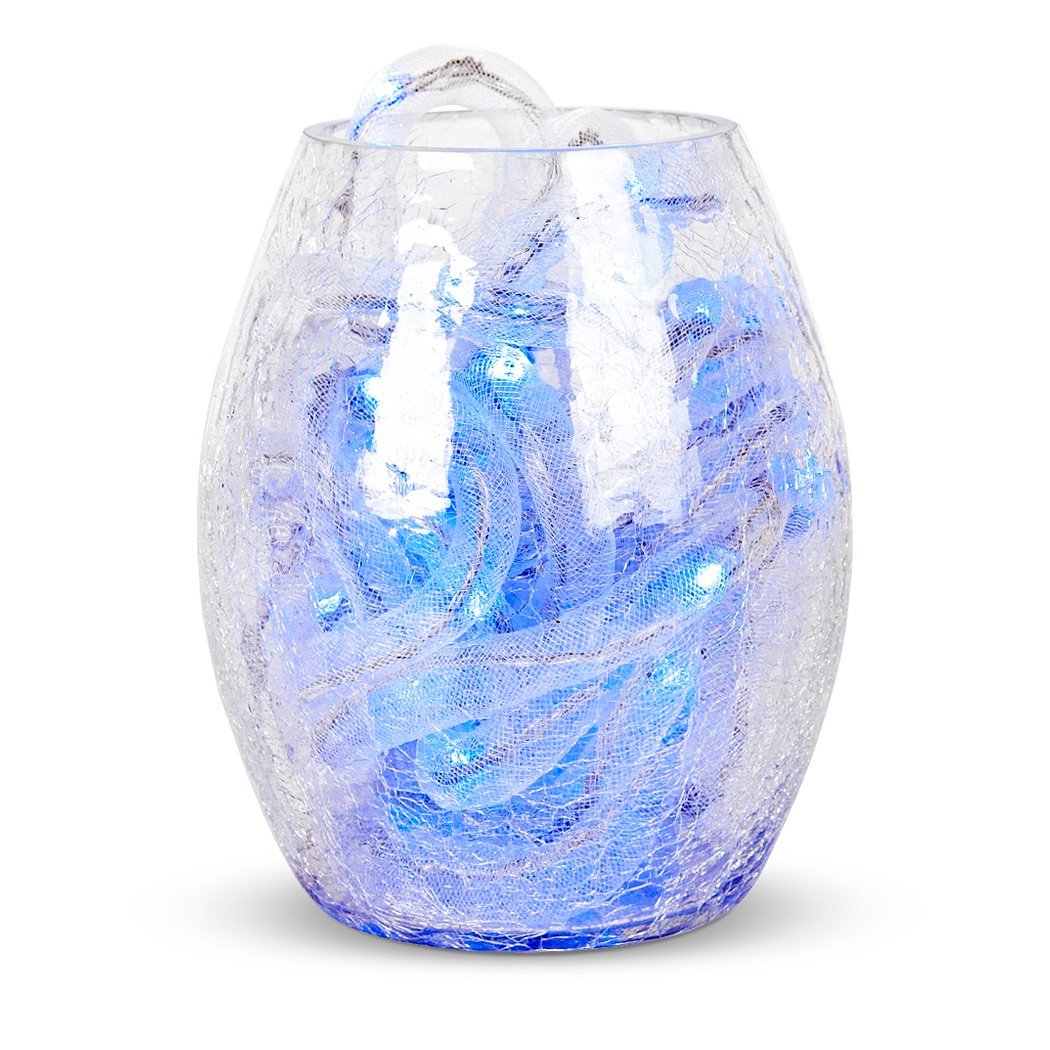 Crackle Glass Vase Lamp With Blue Led Mesh Rope Lights Amazon Co