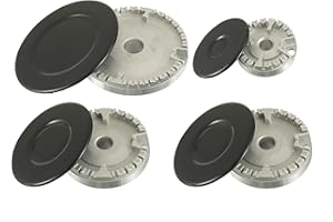 BOSHCHEN 8 PCS Cooker Hat Set Oven Gas Hob Burner Crown Flame Cap Replacement Kit Fits Most Gas Stove Burners Head for Kitchen Stove Lid Kit（concave surface）