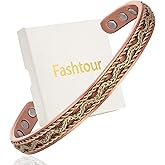 Fashtour Handcrafted Copper Bracelet for Men Women, Magnetic Copper Bracelet with Twisted Design, Adjustable