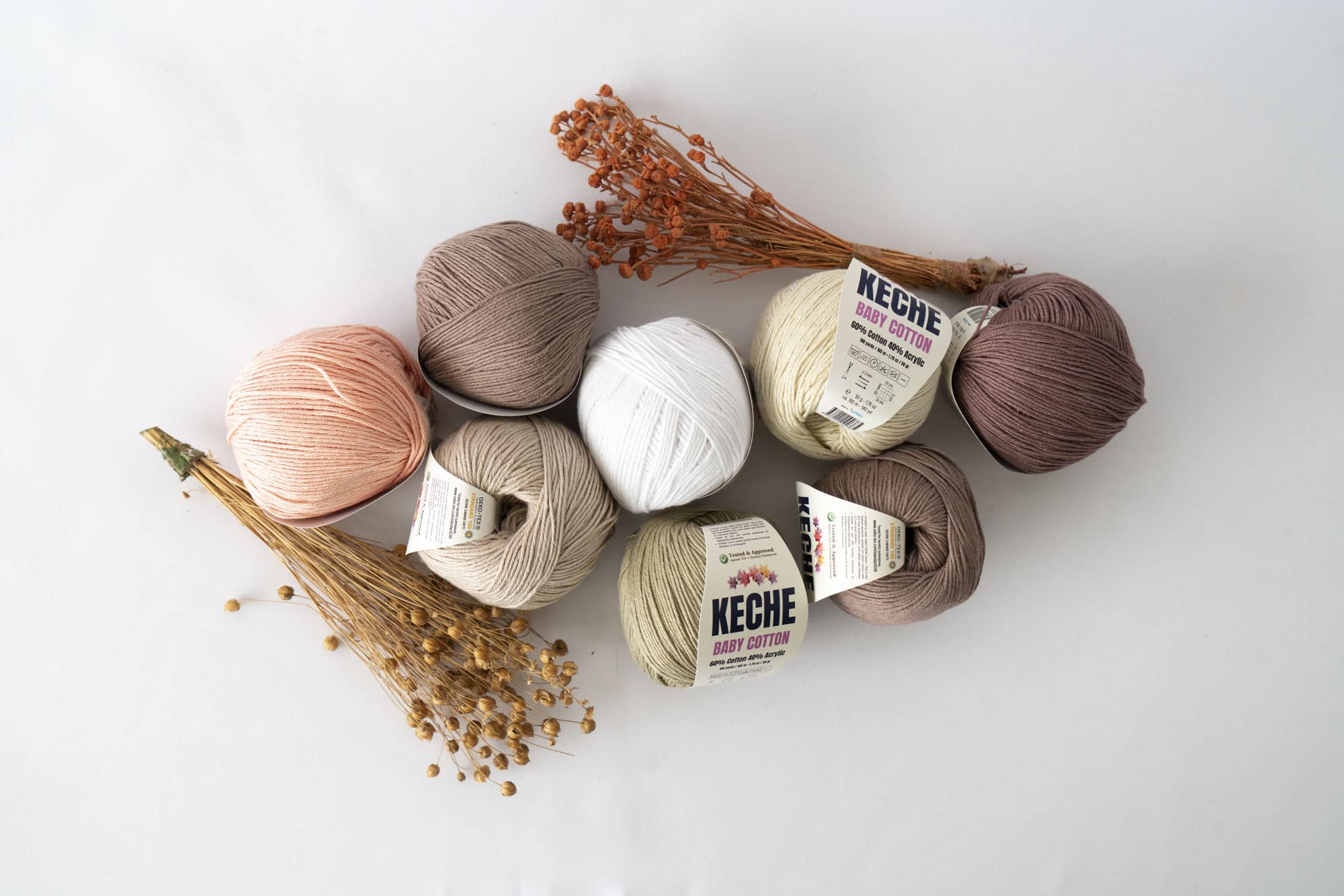 Keche Cotton Yarn, 60% Cotton 40% Acrylic Yarn, Soft Cotton Yarn for Crochet and Knitting, Amigurumi Yarn 1 Skein/Ball 1.76 Oz (50g) / 180 Yrds (165m) - Black