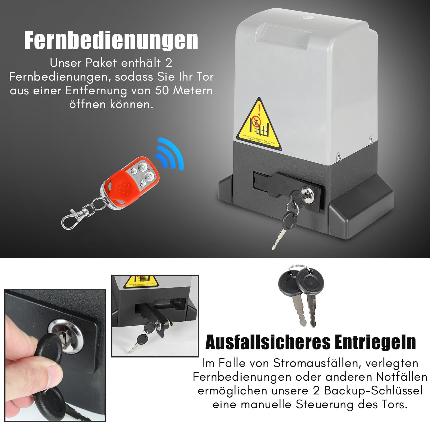 Joparri 800kg 370W Smart WiFi Kit Automazione Cancello Scorrevole, Motore Cancello Scorrevole per Porte Fino a 12 m, con 2 Telecomandi, Cremagliera da 4 m e 2 chiavi