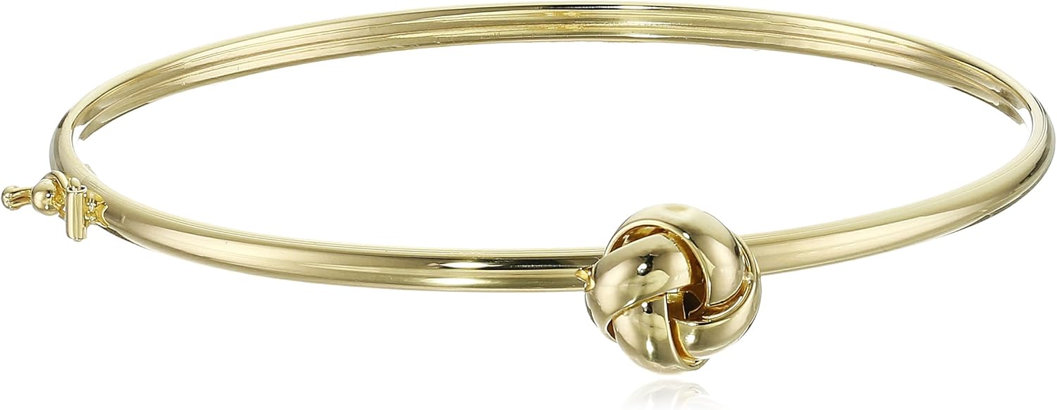 14k Yellow Gold Love Knot Bangle Bracelet, 7.5" Jewelry