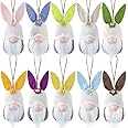 Easter Hanging Bunny Ornaments Set of 10, Colorful Plush Bunny Gnomes for Tree Decorations