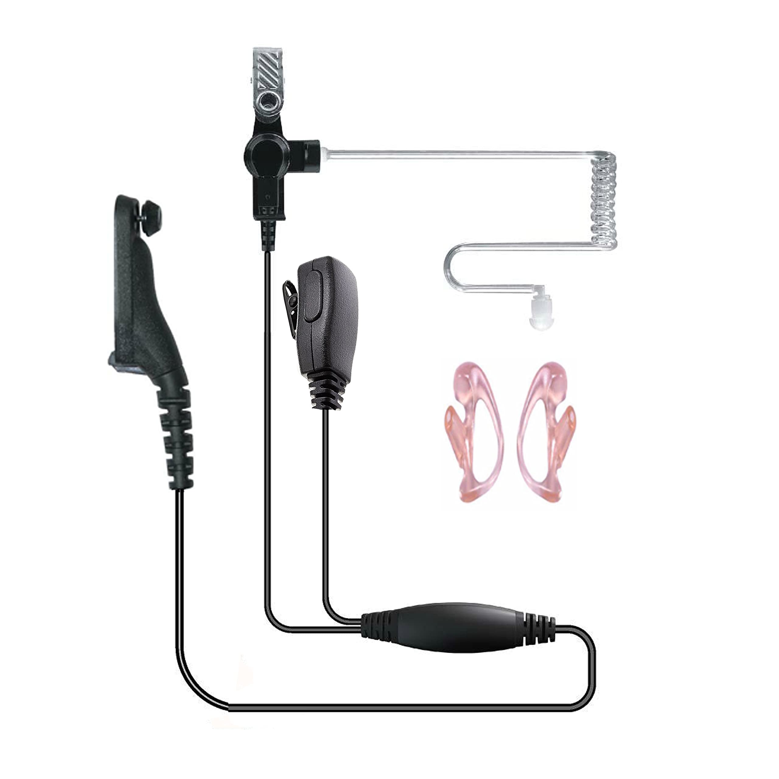 Covert Acoustic Earpiece with Earmoulds for Motorola MotoTRBO Radio DP3400, DP3600, DP4600, DP4800, DP4801
