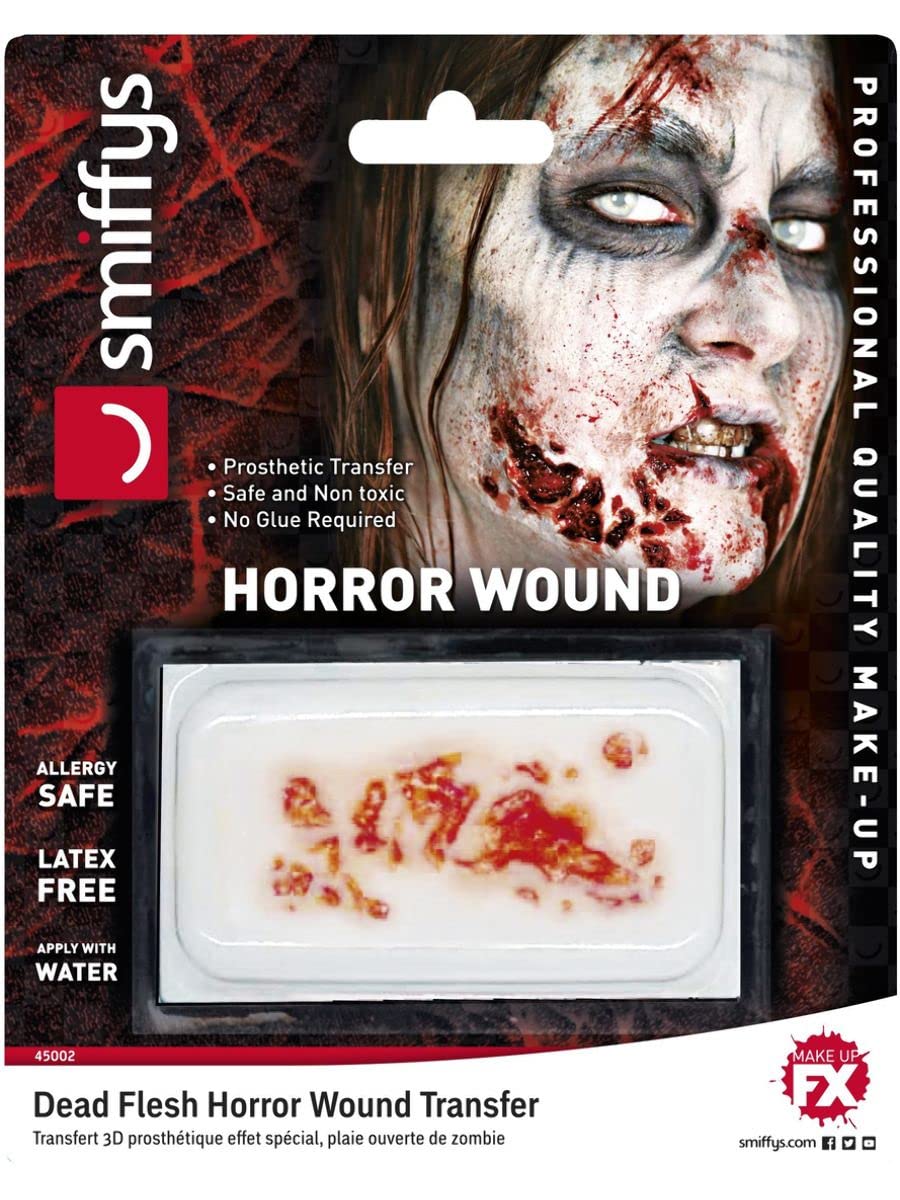 Smiffy's Fake Zombie Wound Self-Adhesive Latex , Unisex-Adult, SM45002, One Size, Multi-Coloured