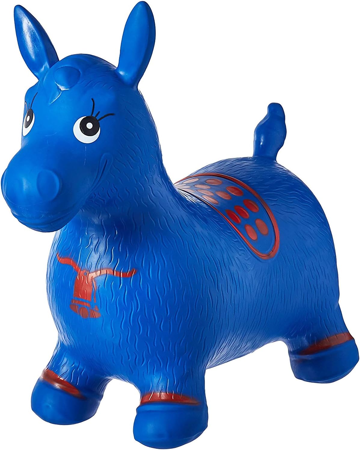 AppleRound Blue Horse Hopper with Pump, Inflatable Space Hopper, Jumping Horse, Ride-on Bouncy Animal