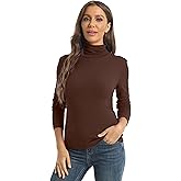 Women's Casual Long Sleeve Turtleneck Tops Slim Fitted Lightweight Base Layer Shirts