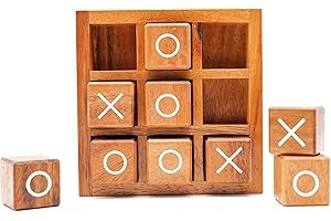 BSIRI XO Blocks (L) Tic Tac Toe Board Games-Ideal for Kids Games, Family Games and Game Night for Adults, Farmhouse Decor for Coffee Table Decor, Unique Gifts