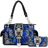 Western Trendy Camouflage Purse Country Handbag and Wallet Set for Women | Rhinestone Buckle, Side Pockets & Convertible Wallet Carry