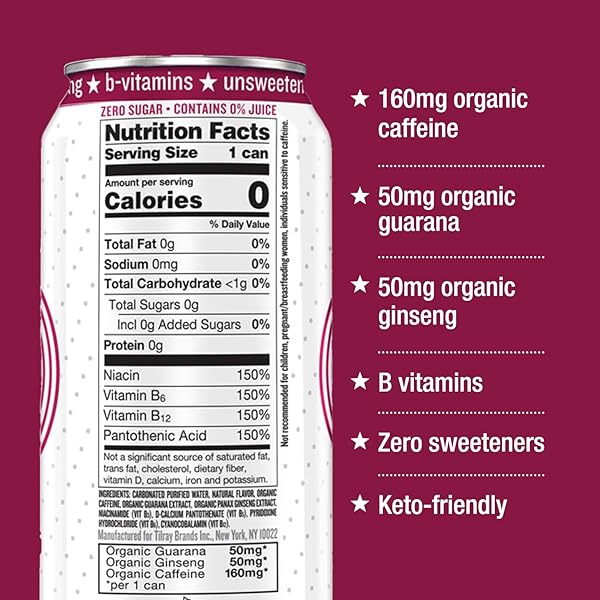 HIBALL CLEAN ENERGY DRINK – WILD BERRY – ZERO SUGAR, ZERO CALORIE SPARKLING WATER WITH 160MG ORGANIC CAFFEINE, 50MG ORGANIC GINSENG, 50MG ORGANIC GUARANA AND B VITAMINS – 16 FL OZ (8-PACK)