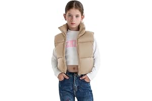 maoo garden Girls Winter Puffer Vest Faux-Down Short Cropped Lightweight Water-Resistant Big Girls Sleeveless Jacket