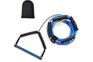 ASVAEVAS 75FT Wakeboard Rope and Handle, No Stretch Dyneema Wakeboard Tow Rope, 4 Sections Floating Water Ski Ropes for Wakeboarding, Waterskiing, Kneeboarding and Wakesurfing