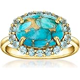 Ross-Simons Turquoise Ring With .60 ct. t.w. Swiss Blue Topaz in 18kt Gold Over Sterling
