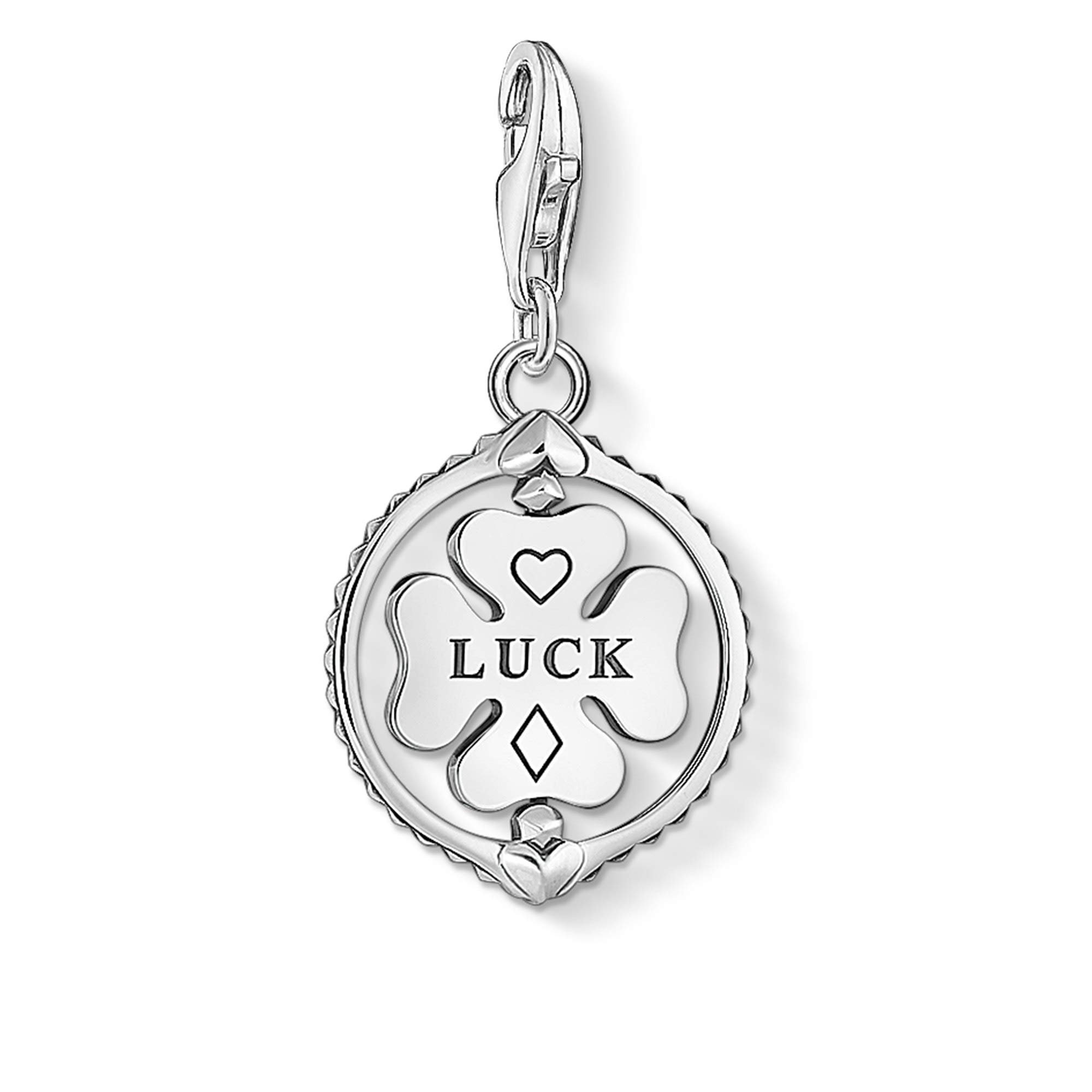Thomas Sabo Sterling Silver Blackened Shamrock Charm, 2,6 x 1,4 cm, Sterling Silver, Not applicable