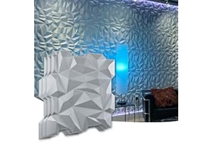 Art3d PVC 3D Diamond Wall Panel Jagged Matching-Matt Silver, for Residential and Commercial Interior Decor