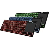 Arteck Universal Backlit 7-Colors Bluetooth Touch TV Keyboard with Easy Media Control and Build-in Touchpad for TV-Connected Computer, Smart TV, Desktop, Laptop, iPad, Surface, Tablet, HTPC