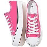 FRACORA Womens White Black Canvas Sneakers Low Top Canvas Shoes for Women Tennis Shoes