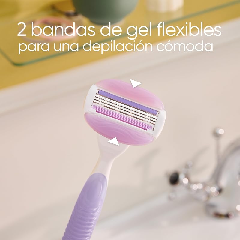 Aparador de remoção de pêlos feminino gillette venus comfortglide breeze + 2 lâminas de reposição, 3 recargas venus para remoção de pêlos suave, rente e duradoura (a embalagem pode variar)