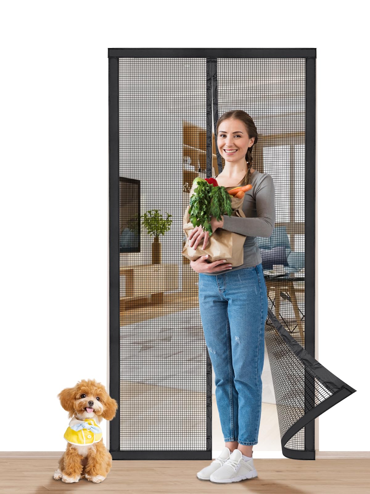 Photo 1 of Magnetic Screen Door |Fits 36"x82" Door| Hands Free Retractable Screen Door Magnetic Closure Keeps Bugs Out | 2025 Upgraded PET- Tiny Hole | Self Sealing | Pet and Kid Friendly| 39 Inch x 83 Inch