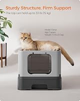 Feandrea Hidden Cat Litter Box with Door, Slide-Out Tray, Anti-Tracking view 6