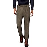 PJ PAUL JONES Men Vintage Tweed Pants Herringbone Pleated Suit Trousers