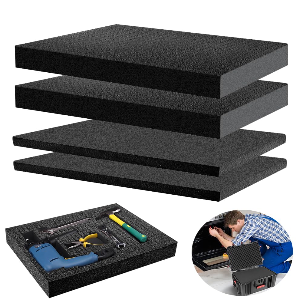Beatific 4-Piece Grid Foam Cube Foam (2x400x300x25mm, 2x400x300x10mm) Tool Case Camera Case Insert Foam
