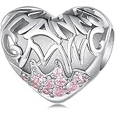 MSPOVOF Heart Charms 925 Sterling Silver Bead Charms for Bracelets and Necklaces Women's Holiday Birthday