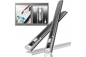 AOLISHENG 1 Pair Push to Open Drawer Slides 12 14 16 18 20 22 24 Inch 100 lb Load Capacity Side Mount Handleless Ball Bearing Full Extension Touch Open Rails Cabinet Metal Runner Dresser Glide Black