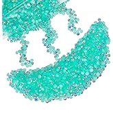 qiipii 14000PCS 2mm Small Aquamarine Green AB Resin Rhinestones for Crafting Flatback Jelly Stones Gems Bulk SS6 Diamonds Charms for Nails Face Eyes Makeup Tumblers Bottles DIY Crafts Clothes Shoes