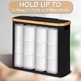 efluky 30L Bamboo Toilet Roll Storage with Lid Black view 4