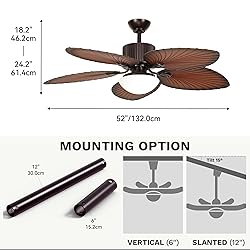 DWVO 52" Tropical Ceiling Fan with Light