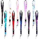 Jutom 10 Pcs Starry Sky Marble Lanyards for Keys Detachable ID Badge Holder Key Lanyard Neck Lanyard with Release Buckle Space Lanyard Galaxy Lanyard Strap Wrist Keychain Holders for Women Men
