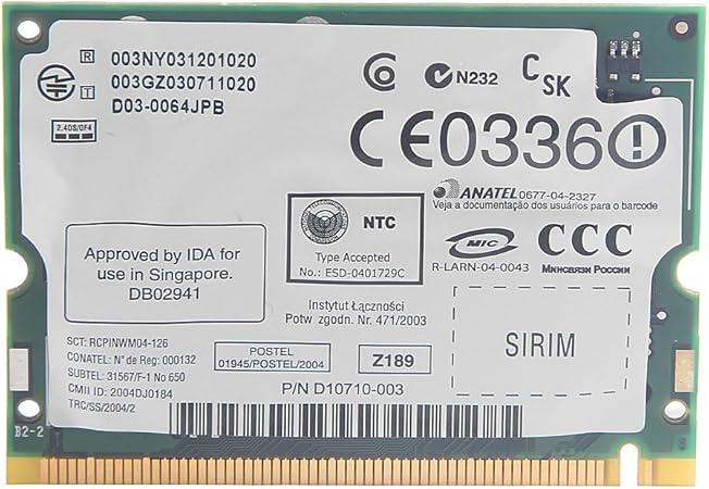 Amazon Com Generic Intel Pro Wireless 20 Bg Mini Pci Wireless Lan Adapter 54 Mbps 2 4 Ghz 802 11b G 001 Only For Hp Version Laptop Computers Accessories