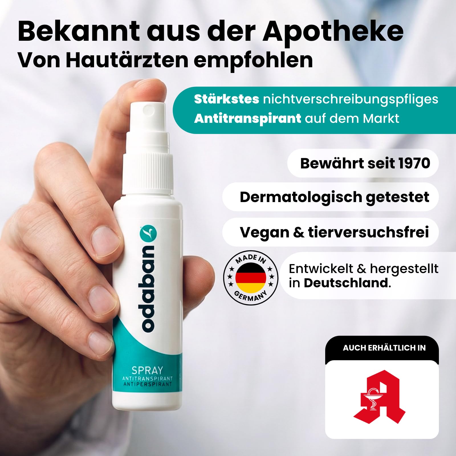 odaban® Antitranspirant Deo Spray 30 ml gegen starkes Schwitzen | Anti-Schweiß-Deo für Hände, Achseln und Kopf | Antitranspirant für Männer & Frauen mit Langzeitschutz | duftneutral 5