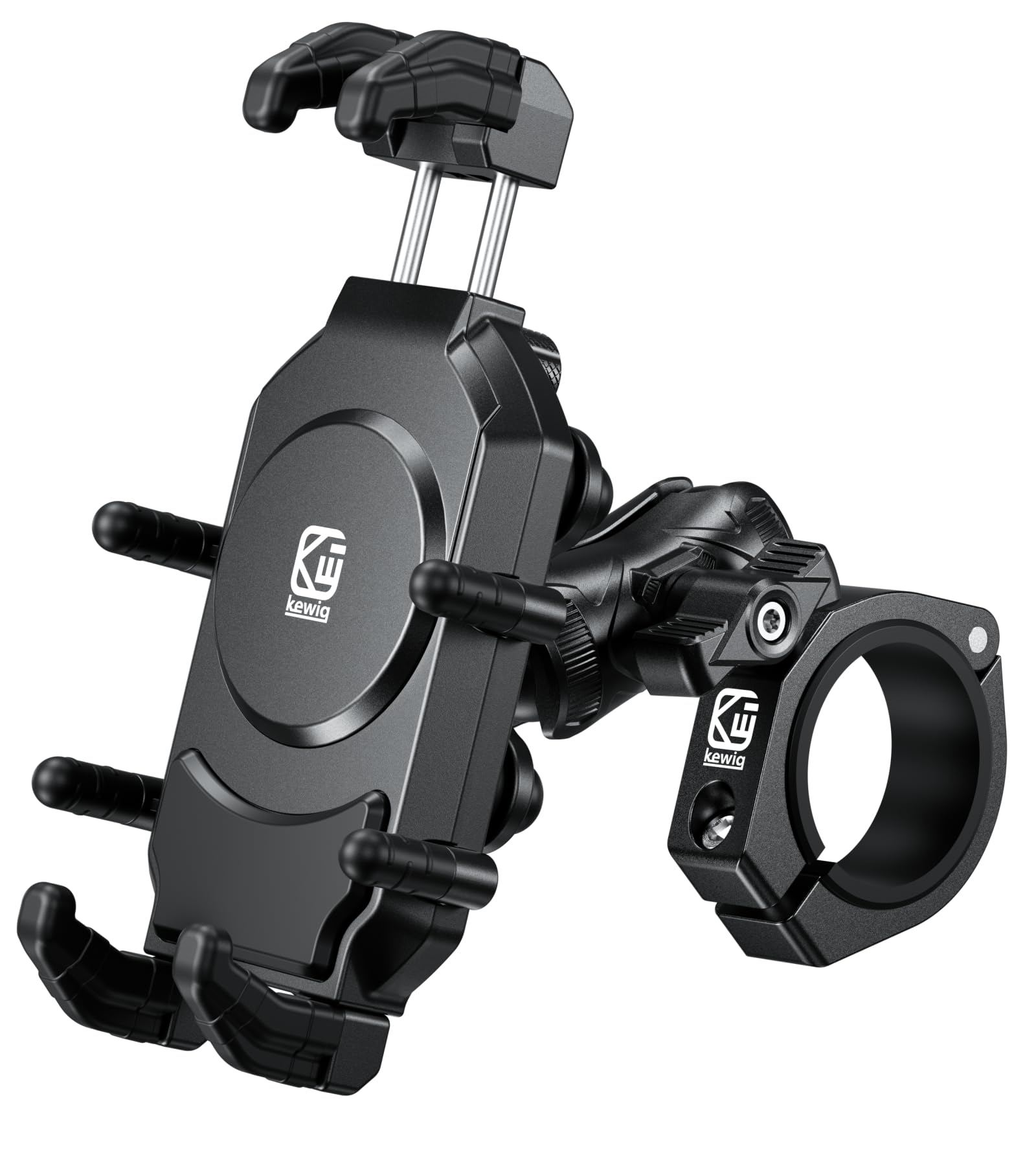 BRCOVAN UTV Phone Mount Holder with Vibration Dampener & Secure Lock, Fit 1.5/1.65/1.75/1.85/2'' Roll Cage Bar, Anti-Theft, Heavy Duty, Adjustable Size, Big Phone Friendly for 5.4-7.2'' Cellphone