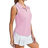 PINSPARK Women Golf Shirts Sleeveless UPF 50+ Tennis Polo V-Neck Quick Dry Athletic T Shirt 1/4 Zip Collar Workout Tank Top