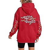 ASTANFY Oversized Christmas Hoodies for Women: Merry Christmas Sweatshirts Snowman Holiday Hoodie