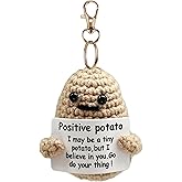 ADORNEST Positive Potato Keychain Positive Crochet Emotional Support Potato Nuggets Cute Funny Gifts for Women Men