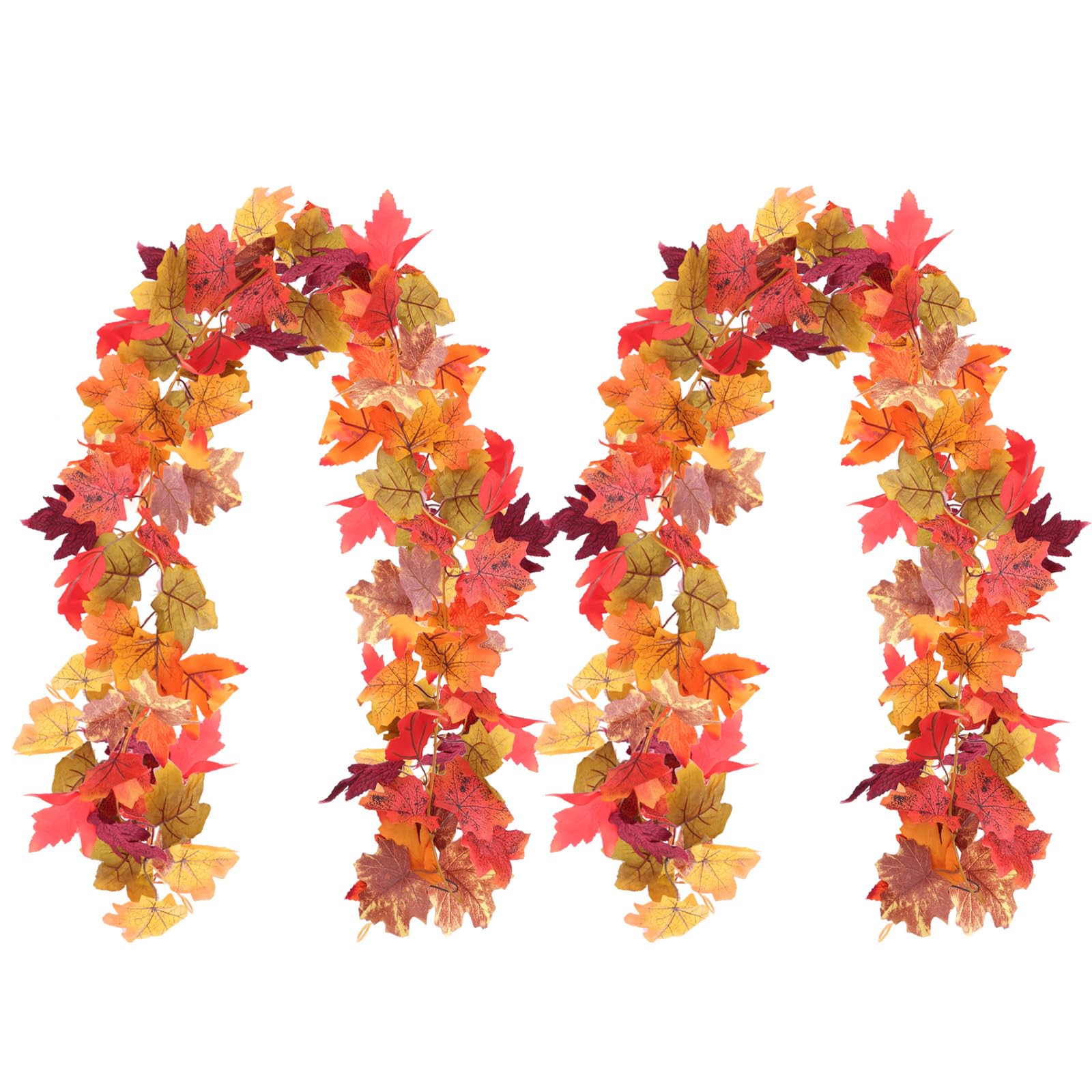 Photo 1 of [2 Packs] 69 Inch Maple Leaves Garland,Fall Garland for Mantle, Halloween Decorations for Home, Indoor/Outdoor Decor for Halloween Thanksgiving Decor