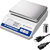 Digital Lab Scale 0.01g Accuracy 5000g Analytical Balance Scale Precision Scale for Weighing Gold Silver Jewelry Diamond Powder Grain Food, Electronic Gram Scale with 500g Weight, LCD Display, 7units