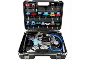 CXPRO 28pcs Universal Radiator Pressure Tester Kit, Tester Pneumatic Vacuum Cooling System Purge Refill Leak/Refiller Set, Universal Automotive Domestic/Import Vehicles, Motorcycle
