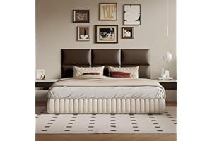 MAQQL Upholstered Headboard Queen - Bed Backboard, Dark Brown Faux Leather Panels, 24 x 12 Inches Each, 6-Piece Set, Modern Headboard Queen Design, Easy to Assemble, Perfect for Beds