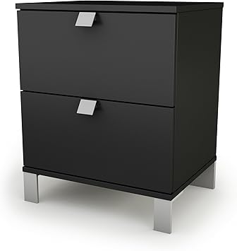 Amazon Com South Shore Spark 2 Drawer Nightstand Pure Black Night Table Furniture Decor