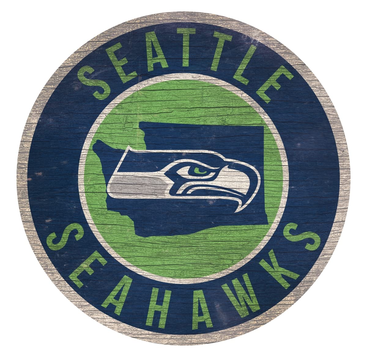 Fan Creations Seattle Seahawks Wood Sign 12 Inch Round State Design