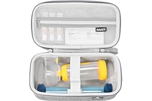 RAIACE Hard Travel Storage Case Compatible with Asthma Inhaler, Inhaler Holder Asthma Bag with mesh pocket for Medicine and Accessories. (case only) - Black(Gray Lining)