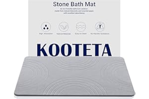 KOOTETA Stone Bath Mat, Diatomaceous Earth Shower Mat, Super Absorbent, Non-Slip, Quick Drying, Easy to Clean - Ideal for Bathroom, Shower Floor and Kitchen Counter (23.5x15” Light Grey-Semicircular)