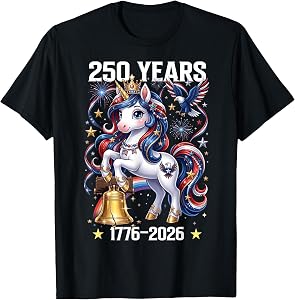 250 Years Girls Kids 250th Anniversary USA Unicorn Patriotic T-Shirt
